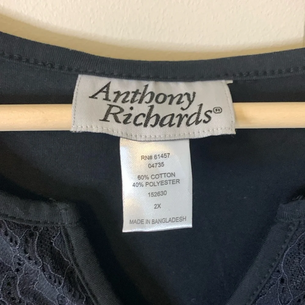Anthony Richards Two Piece Set Top and Pants Blue and Black Size 2X